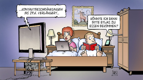 Cartoon: Kontaktbeschränkungen (medium) by Harm Bengen tagged kontaktbeschränkungen,verlängert,tv,schrank,essen,liebhaber,bett,corona,coronavirus,ansteckung,pandemie,epidemie,krankheit,schaden,harm,bengen,cartoon,karikatur,kontaktbeschränkungen,verlängert,tv,schrank,essen,liebhaber,bett,corona,coronavirus,ansteckung,pandemie,epidemie,krankheit,schaden,harm,bengen,cartoon,karikatur