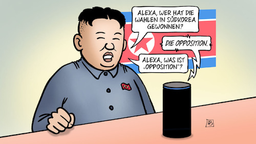 Cartoon: Korea-Opposition (medium) by Harm Bengen tagged alexa,wahlen,korea,südkorea,nordkorea,opposition,kim,jong,un,harm,bengen,cartoon,karikatur,alexa,wahlen,korea,südkorea,nordkorea,opposition,kim,jong,un,harm,bengen,cartoon,karikatur