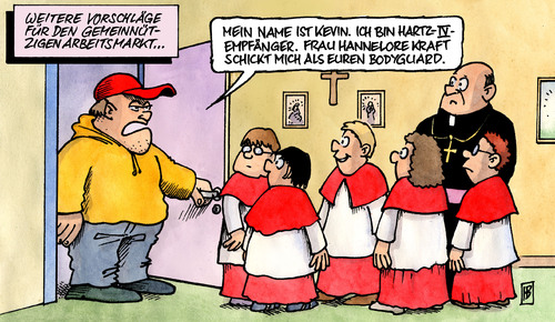 Cartoon: Kraft-Hartz (medium) by Harm Bengen tagged kraft,hartz,nrw,alg,wahlkampf,arbeitslos,arbeit,kirche,missbrauch,ministrant,pfarrer,priester,kind,kruzifix,kreuz,kraft,hartz,nrw,alg,wahlkampf,wahlen,wahl,kirche,missbrauch,ministrant,pfarrer,priester,kind,kruzifix,kreuz,religion,glaube,skandal,mißbrauch,jugend,sexueller mißbrauch,sexueller