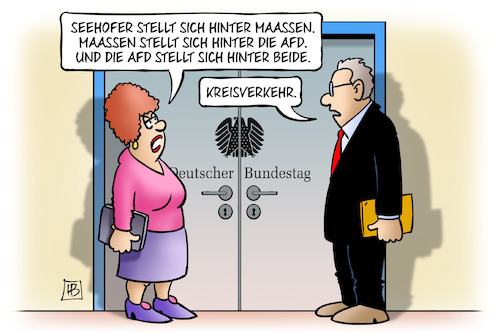 Cartoon: Kreisverkehr (medium) by Harm Bengen tagged kreisverkehr,ausschuss,bundestag,geheimdienste,verfassung,belege,hetzjagden,maaßen,verfassungsschutzpräsident,seehofer,chemnitz,vertuschung,video,nazis,afd,rechtsradikalismus,harm,bengen,cartoon,karikatur,kreisverkehr,ausschuss,bundestag,geheimdienste,verfassung,belege,hetzjagden,maaßen,verfassungsschutzpräsident,seehofer,chemnitz,vertuschung,video,nazis,afd,rechtsradikalismus,harm,bengen,cartoon,karikatur