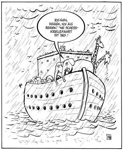 Cartoon: Kreuzfahrt (medium) by Harm Bengen tagged kreuzfahrt,elefant,sintflut,regen,arche,bibel,noah,wetter,tiere,kreuzfahrt,elefant,sintflut,regen,arche,noah,religion,sturm,wolkenbruch,schiff,seefahrt,tiere,meer,fahrt,schifffahrt,berg ararat,genesis,1buch moses,artenschutz,artensterben,pärchen,sem,cham jafet,gilgameschepos,kreuzfahrtschiff,arterhaltung,aussterben,bibel,altes testament,urvater,patriarch,sünde,strafe,jahwe,gott,passagiere,seekrank,unwetter,klimakatastrophe,klimaveränderung,polschmelze,ozonloch,meeresspiegel,meeresspiegelanstieg,überschwemmung,überflutung,flut,deichbruch,katastrophe,weltuntergang,berg,ararat,1buch,moses,cham,jafet,altes,testament