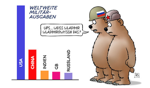 Cartoon: Krieg und Militärausgaben (medium) by Harm Bengen tagged wladimir,wladimirowitsch,putin,weltweite,militärausgaben,rüstungsausgaben,bären,stahlhelm,balkendiagramm,usa,china,indien,gb,sipri,russland,ukraine,krieg,harm,bengen,cartoon,karikatur,wladimir,wladimirowitsch,putin,weltweite,militärausgaben,rüstungsausgaben,bären,stahlhelm,balkendiagramm,usa,china,indien,gb,sipri,russland,ukraine,krieg,harm,bengen,cartoon,karikatur