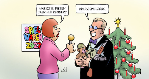 Cartoon: Kriegsspielzeug der Renner (medium) by Harm Bengen tagged renner,interview,kriegsspielzeug,weihnachten,krieg,ukraine,russland,harm,bengen,cartoon,karikatur,renner,interview,kriegsspielzeug,weihnachten,krieg,ukraine,russland,harm,bengen,cartoon,karikatur