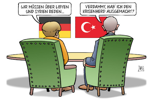 Cartoon: Krisenherde (medium) by Harm Bengen tagged libyen,syrien,krisenherd,ausgemacht,merkel,erdogan,ankara,staatsbesuch,flüchtlingsdeal,türkei,deutschland,harm,bengen,cartoon,karikatur,libyen,syrien,krisenherd,ausgemacht,merkel,erdogan,ankara,staatsbesuch,flüchtlingsdeal,türkei,deutschland,harm,bengen,cartoon,karikatur