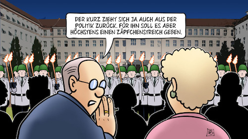 Cartoon: Kurz weg (medium) by Harm Bengen tagged österreich,kurz,rückzug,zapfenstreich,zäpfchenstreich,merkel,abschied,bundeswehr,bentlerblock,harm,bengen,cartoon,karikatur,österreich,kurz,rückzug,zapfenstreich,zäpfchenstreich,merkel,abschied,bundeswehr,bentlerblock,harm,bengen,cartoon,karikatur