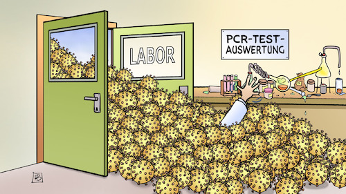 Cartoon: Labor-Auslastung (medium) by Harm Bengen tagged pcr,test,auswertung,labor,auslastung,corona,welle,wissenschaftler,überlastung,tür,harm,bengen,cartoon,karikatur,pcr,test,auswertung,labor,auslastung,corona,welle,wissenschaftler,überlastung,tür,harm,bengen,cartoon,karikatur