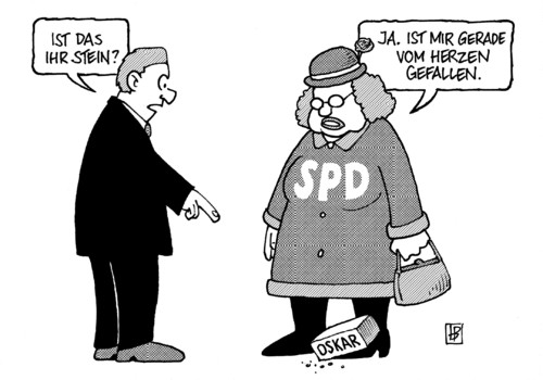 Cartoon: Lafontaine-Rücktritt (medium) by Harm Bengen tagged lafontaine,rücktritt,linke,linkspartei,spd,herz,stein