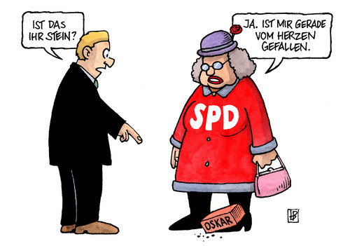 Cartoon: Lafontaine-Rücktritt (medium) by Harm Bengen tagged lafontaine,rücktritt,linke,linkspartei,spd,herz,stein,lafontaine,rücktritt,linke,linkspartei,spd,herz,stein