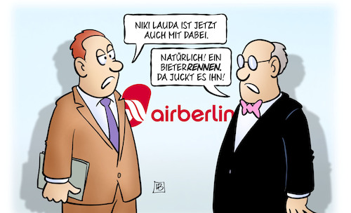 Cartoon: Lauda und Air Berlin (medium) by Harm Bengen tagged niki,lauda,air,berlin,insolvenz,pleite,bieterrennen,rennfahrer,konkurs,harm,bengen,cartoon,karikatur,niki,lauda,air,berlin,insolvenz,pleite,bieterrennen,rennfahrer,konkurs,harm,bengen,cartoon,karikatur