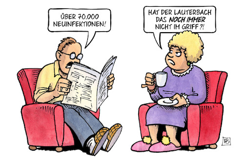 Cartoon: Lauterbach und Neuinfektionen (medium) by Harm Bengen tagged neuinfektionen,lauterbach,gesundheitsminister,corona,ungeduld,harm,bengen,cartoon,karikatur,neuinfektionen,lauterbach,gesundheitsminister,corona,ungeduld,harm,bengen,cartoon,karikatur