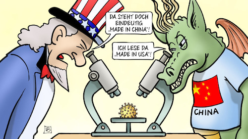 Cartoon: Lesart (medium) by Harm Bengen tagged lesart,mikroskop,uncle,sam,drache,made,in,china,usa,corona,coronavirus,ansteckung,pandemie,epidemie,krankheit,schaden,harm,bengen,cartoon,karikatur,lesart,mikroskop,uncle,sam,drache,made,in,china,usa,corona,coronavirus,ansteckung,pandemie,epidemie,krankheit,schaden,harm,bengen,cartoon,karikatur