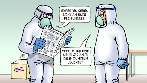 Cartoon: Leuchtvariante (medium) by Harm Bengen tagged experten,rki,lockerungen,hoffung,licht,ende,tunnel,neue,variante,dunkeln,leuchten,corona,impfzentrum,zeitung,lesen,harm,bengen,cartoon,karikatur,experten,rki,lockerungen,hoffung,licht,ende,tunnel,neue,variante,dunkeln,leuchten,corona,impfzentrum,zeitung,lesen,harm,bengen,cartoon,karikatur