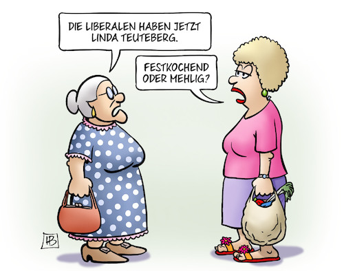 Cartoon: Linda (medium) by Harm Bengen tagged liberale,fdp,parteitag,linda,teuteberg,festkochend,mehlig,kartoffel,generalsekretärin,susemil,jutta,harm,bengen,cartoon,karikatur,liberale,fdp,parteitag,linda,teuteberg,festkochend,mehlig,kartoffel,generalsekretärin,susemil,jutta,harm,bengen,cartoon,karikatur