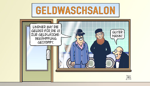 Cartoon: Lindner und Geldwäsche (medium) by Harm Bengen tagged lindner,finanzminister,fiu,geldwäsche,gelder,ki,geldwaschsalon,bundesfinanzkriminalamt,harm,bengen,cartoon,karikatur,lindner,finanzminister,fiu,geldwäsche,gelder,ki,geldwaschsalon,bundesfinanzkriminalamt,harm,bengen,cartoon,karikatur