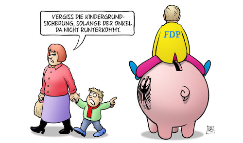 Cartoon: Lindners Widerstand (medium) by Harm Bengen tagged kindergrundsicherung,sparschein,fdp,mutter,kind,armut,soziales,harm,bengen,cartoon,karikatur,kindergrundsicherung,sparschein,fdp,mutter,kind,armut,soziales,harm,bengen,cartoon,karikatur