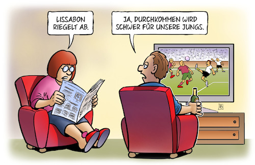 Cartoon: Lissabon abgeriegelt (medium) by Harm Bengen tagged lissabon,abgeriegelt,durchkommen,abwehr,europameisterschaft,fussball,em,portugal,deutschland,tv,harm,bengen,cartoon,karikatur,lissabon,abgeriegelt,durchkommen,abwehr,europameisterschaft,fussball,em,portugal,deutschland,tv,harm,bengen,cartoon,karikatur