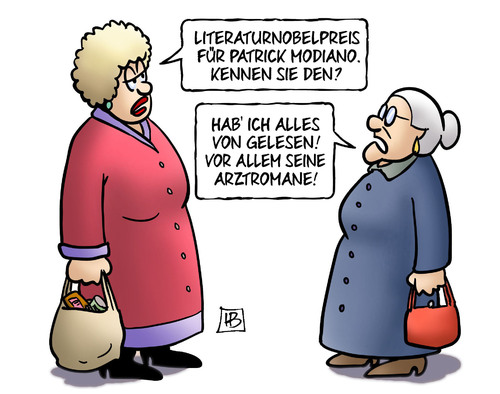 Cartoon: Literaturnobelpreis (medium) by Harm Bengen tagged literaturnobelpreis,patrick,modiano,lesen,arztromane,harm,bengen,cartoon,karikatur,literaturnobelpreis,patrick,modiano,lesen,arztromane,harm,bengen,cartoon,karikatur