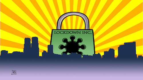 Cartoon: Lockdown-Aufgang (medium) by Harm Bengen tagged lockdown,aufgang,sonnenaufgang,corona,vorhängeschloss,schloss,schloß,harm,bengen,cartoon,karikatur,lockdown,aufgang,sonnenaufgang,corona,vorhängeschloss,schloss,schloß,harm,bengen,cartoon,karikatur