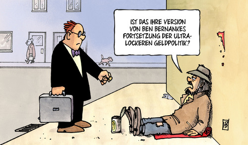 Cartoon: Lockere Geldpolitik (medium) by Harm Bengen tagged billiges,geld,kredite,geldpolitik,fed,bernanke,usa,bettler,harm,bengen,cartoon,karikatur,billiges,geld,kredite,geldpolitik,fed,bernanke,usa,bettler,harm,bengen,cartoon,karikatur