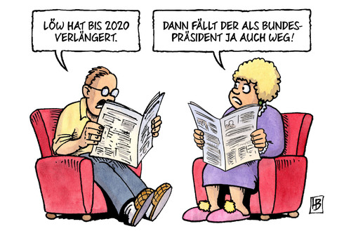 Cartoon: Löw bis 2020 (medium) by Harm Bengen tagged löw,fussball,bundestrainer,verlängert,bundespräsident,nachfolge,kandidat,zeitung,harm,bengen,cartoon,karikatur,löw,fussball,bundestrainer,verlängert,bundespräsident,nachfolge,kandidat,zeitung,harm,bengen,cartoon,karikatur