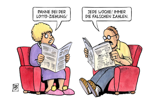 Cartoon: Lotto-Panne (medium) by Harm Bengen tagged panne,lotto,ziehung,falschen,zahlen,harm,bengen,cartoon,karikatur,panne,lotto,ziehung,falschen,zahlen,harm,bengen,cartoon,karikatur