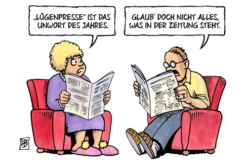 Cartoon: Lügenpresse (medium) by Harm Bengen tagged lügenpresse,unwort,des,jahres,pegida,sprache,nazis,zeitung,leser,harm,bengen,cartoon,karikatur,lügenpresse,unwort,des,jahres,pegida,sprache,nazis,zeitung,leser,harm,bengen,cartoon,karikatur