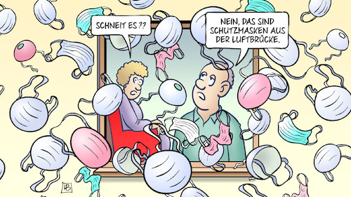 Cartoon: Luftbrücke (medium) by Harm Bengen tagged luftbrücke,schutzmasken,schneien,schnee,fenster,corona,coronavirus,ansteckung,pandemie,epidemie,krankheit,schaden,harm,bengen,cartoon,karikatur,luftbrücke,schutzmasken,schneien,schnee,fenster,corona,coronavirus,ansteckung,pandemie,epidemie,krankheit,schaden,harm,bengen,cartoon,karikatur