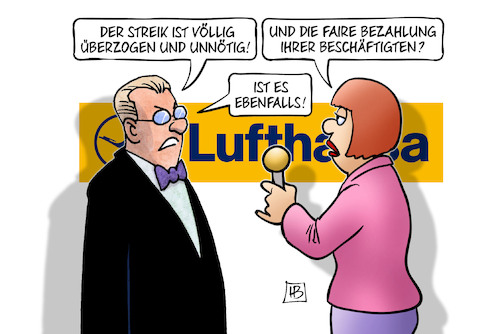 Cartoon: Lufthansa-Streik und Bezahlung (medium) by Harm Bengen tagged streik,warnstreik,lufthansa,verdi,bodenpersonal,tarifrunde,überzogen,unnötig,faire,bezahlung,interview,harm,bengen,cartoon,karikatur,streik,warnstreik,lufthansa,verdi,bodenpersonal,tarifrunde,überzogen,unnötig,faire,bezahlung,interview,harm,bengen,cartoon,karikatur