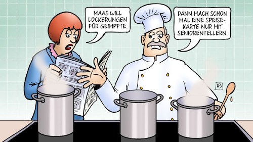 Cartoon: Maas und Geimpfte (medium) by Harm Bengen tagged maas,lockerungen,sonderrechte,geimpfte,impfungen,impfen,corona,speisekarte,seniorenteller,küche,koch,kochen,lokal,gastronomie,zeitung,lesen,harm,bengen,cartoon,karikatur,maas,lockerungen,sonderrechte,geimpfte,impfungen,impfen,corona,speisekarte,seniorenteller,küche,koch,kochen,lokal,gastronomie,zeitung,lesen,harm,bengen,cartoon,karikatur