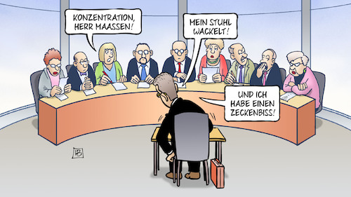 Cartoon: Maaßen vor Ausschuß (medium) by Harm Bengen tagged konzentration,stuhl,wackelt,ausschuß,bundestag,zeckenbiss,geheimdienste,verfassung,belege,hetzjagden,maaßen,verfassungsschutzpräsident,seehofer,chemnitz,vertuschung,video,nazis,afd,rechtsradikalismus,harm,bengen,cartoon,karikatur,konzentration,stuhl,wackelt,ausschuß,bundestag,zeckenbiss,geheimdienste,verfassung,belege,hetzjagden,maaßen,verfassungsschutzpräsident,seehofer,chemnitz,vertuschung,video,nazis,afd,rechtsradikalismus,harm,bengen,cartoon,karikatur