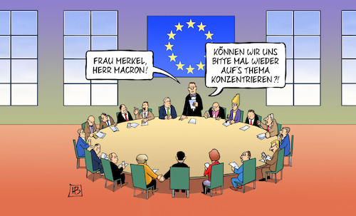 Cartoon: Macron-Merkel (medium) by Harm Bengen tagged merkel,macron,europa,eu,gipfel,deutschland,konzentrieren,paar,harm,bengen,cartoon,karikatur,merkel,macron,europa,eu,gipfel,deutschland,konzentrieren,paar,harm,bengen,cartoon,karikatur