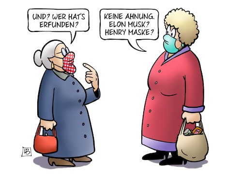 Cartoon: Masken-Erfinder (medium) by Harm Bengen tagged elon,musk,henry,maske,masken,mundschutz,erfinder,erfunden,susemil,jutta,corona,coronavirus,ansteckung,pandemie,epidemie,krankheit,schaden,harm,bengen,cartoon,karikatur,elon,musk,henry,maske,masken,mundschutz,erfinder,erfunden,susemil,jutta,corona,coronavirus,ansteckung,pandemie,epidemie,krankheit,schaden,harm,bengen,cartoon,karikatur