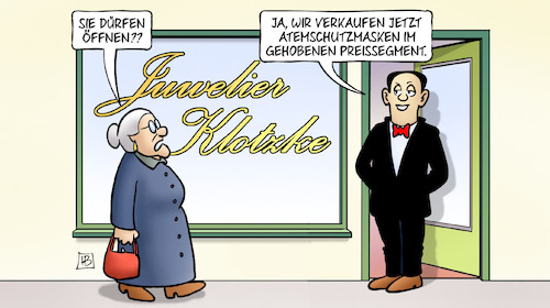 Cartoon: Maskenpreise (medium) by Harm Bengen tagged maskenpreise,juwelier,susemil,atemschutzmasken,gehobenes,preissegment,wucher,mundschutz,corona,coronavirus,ansteckung,pandemie,epidemie,krankheit,schaden,harm,bengen,cartoon,karikatur,maskenpreise,juwelier,susemil,atemschutzmasken,gehobenes,preissegment,wucher,mundschutz,corona,coronavirus,ansteckung,pandemie,epidemie,krankheit,schaden,harm,bengen,cartoon,karikatur