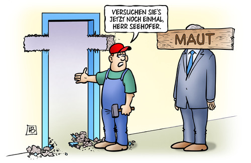 Cartoon: Maut-Brett (medium) by Harm Bengen tagged kfz,pkw,maut,seehofer,auto,steuer,gebuehr,auslaender,brett,kopf,wand,koalition,csu,dobrindt,harm,bengen,cartoon,karikatur,seehofer,maut,pkw,kfz,auto,steuer,gebuehr,auslaender,brett,kopf,wand,koalition,csu,dobrindt,harm,bengen,cartoon,karikatur