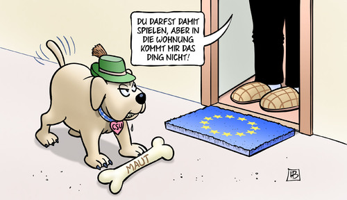 Cartoon: Maut-Knochen (medium) by Harm Bengen tagged maut,knochen,hund,csz,europa,eu,fussmatte,wohnung,dobrindt,verkehrsminister,bundestag,pkw,harm,bengen,cartoon,karikatur,maut,knochen,hund,csz,europa,eu,fussmatte,wohnung,dobrindt,verkehrsminister,bundestag,pkw,harm,bengen,cartoon,karikatur