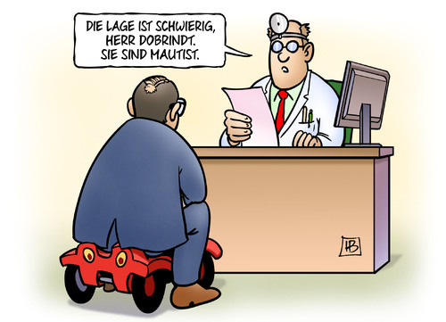 Cartoon: Mautist (medium) by Harm Bengen tagged dobrindt,verkehrsminister,csu,maut,pkw,arzt,krank,harm,bengen,cartoon,karikatur,dobrindt,verkehrsminister,csu,maut,pkw,arzt,krank,harm,bengen,cartoon,karikatur