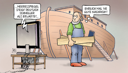 Cartoon: Meeresspiegelanstieg (medium) by Harm Bengen tagged meeresspiegelanstieg,schneller,gute,nachricht,klimawandel,erderwärmung,noah,arche,sintflut,harm,bengen,cartoon,karikatur,meeresspiegelanstieg,schneller,gute,nachricht,klimawandel,erderwärmung,noah,arche,sintflut,harm,bengen,cartoon,karikatur