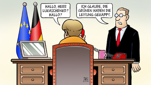 Cartoon: Merkel und Lukaschenko (medium) by Harm Bengen tagged merkel,lukaschenko,telefon,migration,flüchtlinge,grünen,leitung,gekappt,belarus,polen,harm,bengen,cartoon,karikatur,merkel,lukaschenko,telefon,migration,flüchtlinge,grünen,leitung,gekappt,belarus,polen,harm,bengen,cartoon,karikatur