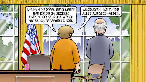 Cartoon: Merkels US-Abschied (medium) by Harm Bengen tagged merkels,usa,abschied,biden,oval,office,rosen,fenster,putzen,anweisungen,mutti,fürsorglich,harm,bengen,cartoon,karikatur,merkels,usa,abschied,biden,oval,office,rosen,fenster,putzen,anweisungen,mutti,fürsorglich,harm,bengen,cartoon,karikatur