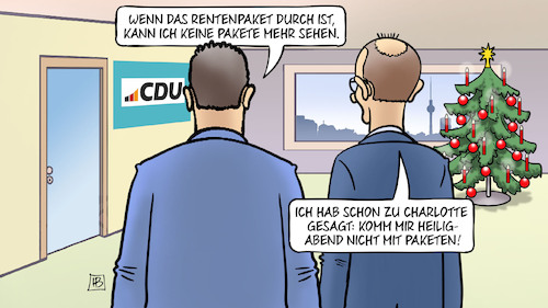 Cartoon: Merz-Spahn-Pakete (medium) by Harm Bengen tagged rentenpaket,pakete,merz,spahn,cdu,weihnachtsbaum,charlotte,heiligabend,junge,gruppe,widerstand,berlin,alter,harm,bengen,cartoon,karikatur,rentenpaket,pakete,merz,spahn,cdu,weihnachtsbaum,charlotte,heiligabend,junge,gruppe,widerstand,berlin,alter,harm,bengen,cartoon,karikatur