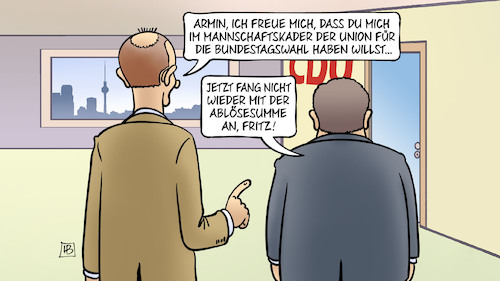 Cartoon: Merz im Kader (medium) by Harm Bengen tagged armin,laschet,mannschaftskader,union,cdu,bundestagswahl,ablösesumme,fritz,merz,kader,harm,bengen,cartoon,karikatur,armin,laschet,mannschaftskader,union,cdu,bundestagswahl,ablösesumme,fritz,merz,kader,harm,bengen,cartoon,karikatur