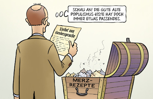 Cartoon: Merz und Gendersprache (medium) by Harm Bengen tagged populismus,kiste,truhe,merz,cdu,retro,gendersprache,verbot,harm,bengen,cartoon,karikatur,populismus,kiste,truhe,merz,cdu,retro,gendersprache,verbot,harm,bengen,cartoon,karikatur