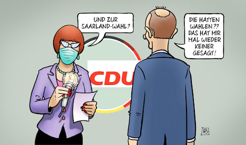 Cartoon: Merz und Saarland (medium) by Harm Bengen tagged saarland,wahl,wahlen,merz,cdu,interview,harm,bengen,cartoon,karikatur,saarland,wahl,wahlen,merz,cdu,interview,harm,bengen,cartoon,karikatur