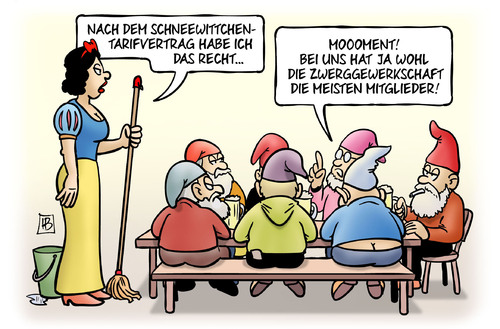 Cartoon: Mitgliedermehrheit (medium) by Harm Bengen tagged mitgliedermehrheit,schneewittchen,tarifvertrag,zwerggewerkschaft,gewerkschaft,mitglieder,tarifeinheitsgesetz,streikrecht,grundrecht,gewerkschaften,streiken,streik,arbeitskampf,tarifauseinandersetzung,tarifkampf,harm,bengen,cartoon,karikatur,mitgliedermehrheit,schneewittchen,tarifvertrag,zwerggewerkschaft,gewerkschaft,mitglieder,tarifeinheitsgesetz,streikrecht,grundrecht,gewerkschaften,streiken,streik,arbeitskampf,tarifauseinandersetzung,tarifkampf,harm,bengen,cartoon,karikatur