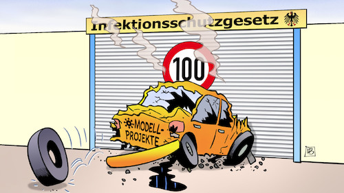 Cartoon: Modellprojekte und 100 (medium) by Harm Bengen tagged modell,projekte,infektionsschutzgesetz,tempo,100,wand,crash,unfall,auto,oeffnungen,corona,rollladen,harm,bengen,cartoon,karikatur,modell,projekte,infektionsschutzgesetz,tempo,100,wand,crash,unfall,auto,oeffnungen,corona,rollladen,harm,bengen,cartoon,karikatur