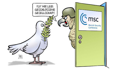 Cartoon: MSC-Gesellschaft (medium) by Harm Bengen tagged msc,münchner,sicherheitskonferenz,geschlossene,gesellschaft,friedenstaube,taube,falke,tür,frieden,krieg,ukraine,russland,harm,bengen,cartoon,karikatur,msc,münchner,sicherheitskonferenz,geschlossene,gesellschaft,friedenstaube,taube,falke,tür,frieden,krieg,ukraine,russland,harm,bengen,cartoon,karikatur