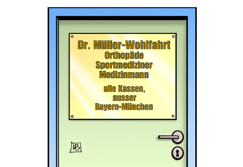 Cartoon: Müller-Wohlfahrt (medium) by Harm Bengen tagged dr,doktor,arzt,orthopäde,sportmediziner,medizinmann,müller,wohlfahrt,kassen,bayer,münchen,fussball,harm,bengen,cartoon,karikatur,dr,doktor,arzt,orthopäde,sportmediziner,medizinmann,müller,wohlfahrt,kassen,bayer,münchen,fussball,harm,bengen,cartoon,karikatur