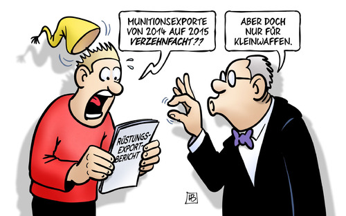 Cartoon: Munitionsexport (medium) by Harm Bengen tagged rüstungsexportbericht,munitionsexporte,2014,2o15,verzehnfacht,kleinwaffen,michel,harm,bengen,cartoon,karikatur,rüstungsexportbericht,munitionsexporte,2014,2o15,verzehnfacht,kleinwaffen,michel,harm,bengen,cartoon,karikatur