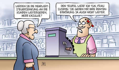 Cartoon: MwSt-Senkung (medium) by Harm Bengen tagged mehrwertsteuersenkung,kunden,weitergeben,laden,susemil,geschäft,rentenerhöhung,konjunkturpaket,karton,konjunktur,paket,geld,wirtschaft,bundesregierung,coronavirus,harm,bengen,cartoon,karikatur,mehrwertsteuersenkung,kunden,weitergeben,laden,susemil,geschäft,rentenerhöhung,konjunkturpaket,karton,konjunktur,paket,geld,wirtschaft,bundesregierung,coronavirus,harm,bengen,cartoon,karikatur