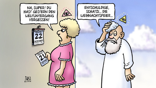 Cartoon: Nach dem Weltuntergang (medium) by Harm Bengen tagged weltuntergang,apokalypse,mayakalender,mayas,kalender,vergessen,weihnachtsfeier,alkohol,kater,gott,frau,himmel,harm,bengen,cartoon,karikatur,weltuntergang,apokalypse,mayakalender,mayas,kalender,vergessen,weihnachtsfeier,alkohol,kater,gott,frau,himmel,harm,bengen,cartoon,karikatur